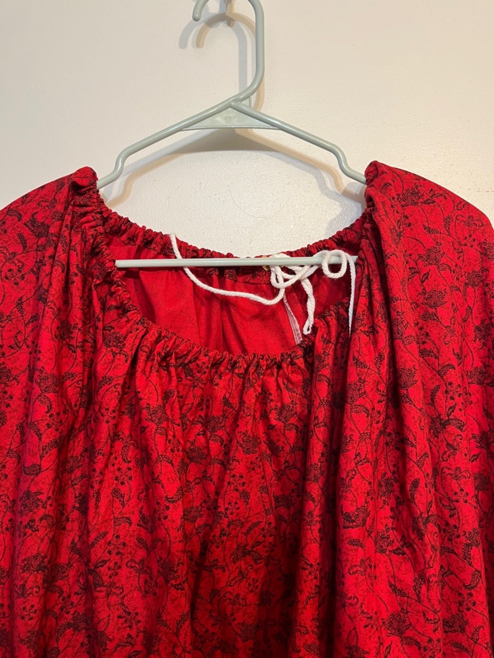 Red Floral Cotton Maxi Renaissance Skirt